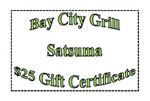 Leave us a comment below to enter a drawing for a $25 gift certificate to Bay City Grill in Satsuma.  Drawing will take place Friday, October 2.